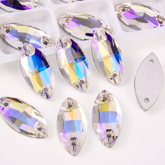 Hot Sale Normal Color Series Navette Shape Glass Crystal Sew on Rhinestone for Performance Costumes